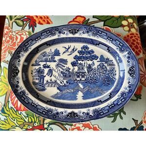 Large Blue Willow oval platter by Heritage Mint